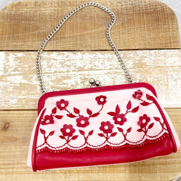 Isabella Fire Floral Leather Clutch Bag Purse - Picture 2 of 4